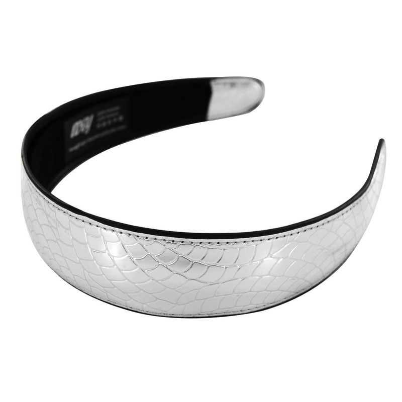 axy Leather Headband in Crocodile Look Vintage Hair Band Leather