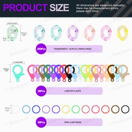 Swpeet 400Pcs 0.89 Inch Mixed Colors Transparent Acrylic Linking Rings Quick Link Connectors with Multicolor Hard Plastic Clips Plastic Lobster Claw Clasps and Open Jump Rings for DIY Craft