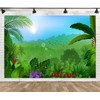 Loccor 9x6ft Fabric Cartoon Rainforest Backdrop Jungle Green Tropical Leaves
