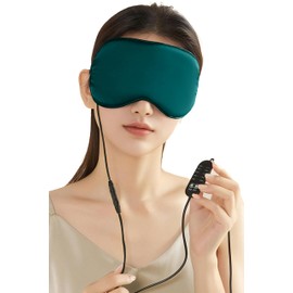 Hot Eye Mask, Eye Mask, USB Powered, Office, Relax, Rest, Refresh, Light Blocking, Sleep Rest, Good Sleep, Eye Strain, Washable, Temperature Adjustment, Timer, Auto Off (Green)