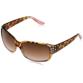 SOUTHPOLE Women's 1014SP Rhinestone UV400 Protective Wrap Rectangular Sunglasses-Cool Gifts for Her, 60mm, Tortoise & Rose, 60 mm