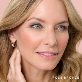 LAURA GELLER NEW YORK Baked Blush-n-Bronze 2-in-1 Bronzer Blush, Rose Bronze - Retractable Angled Kabuki Brush