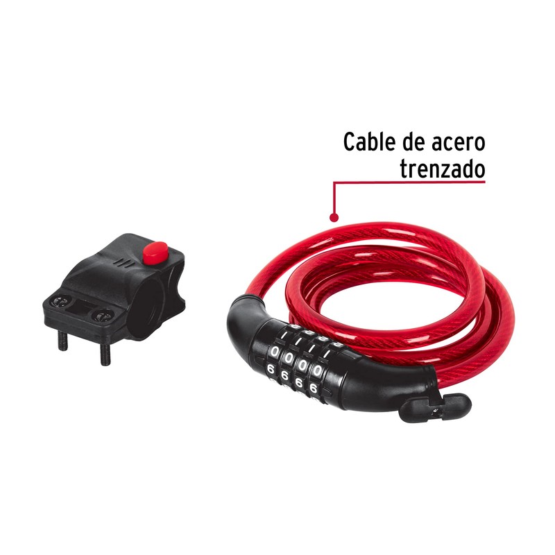 Hermex CB-10C, Candado de cable con combinación, 10 mm X