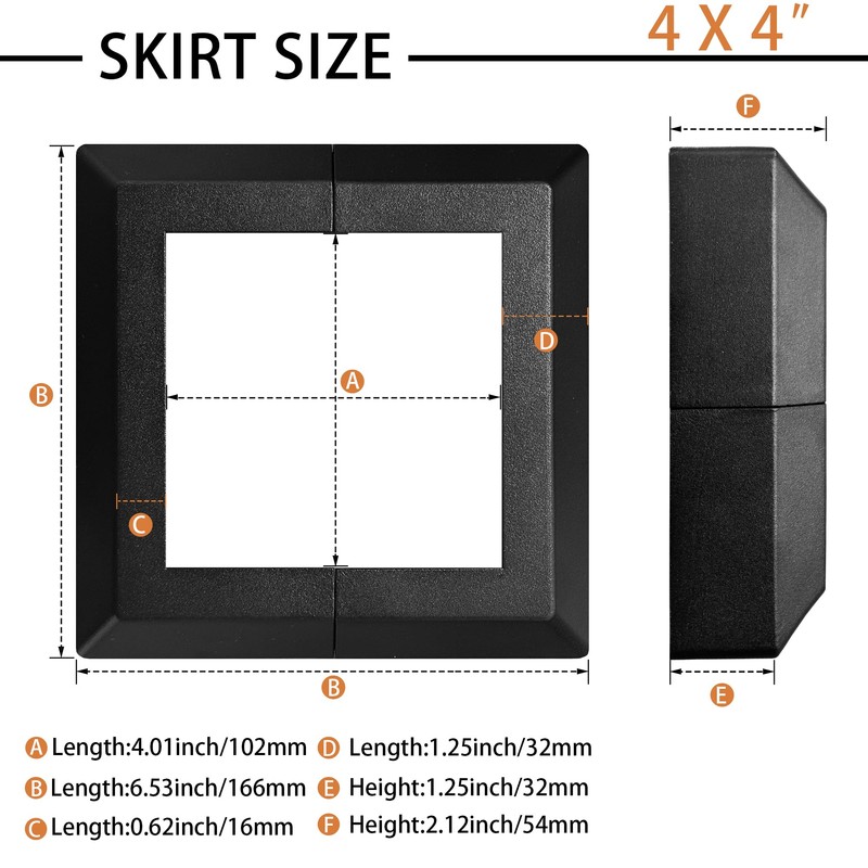 4 Pack Deck Post Skirt Trim 4X4IN Black, Aluminum Porch