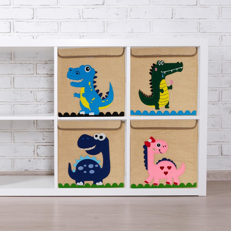 Relaxdays Storage Box, Dinosaur, Fabric Box for Children, Foldable, HBD: