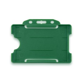 CKB LTD 10x Green Single Sided Rigid Slide in Open Faced ID Card Badge Holders Horizontal/Landscape Identity Plastic Pass Protector - Holds a 86mm 54mm cr80 Credit Card Sized