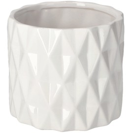 KOTARBAU® Ceramic Flower Pot Diameter 120 mm Planter Glazed White Cylindrical Shape Indoor and Outdoor Use