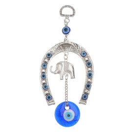 Veemoon Evil Eye Pendant, Turkish Hanging Decoration, Blue Glass Hanging Ornament, Home Good Luck Wall Hanging, Elephant Lucky Pendant for Home, Office, Car, Shop