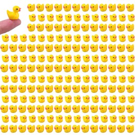 CAABISO 120 Pcs Mini Colorful Resin Ducks Bulk to Hide, Tiny Ducks Glow in The Dark Mini Figures Miniature Duck for Garden Dollhouse Family Crafts Ornament Potted Decorations DIY, Yellow