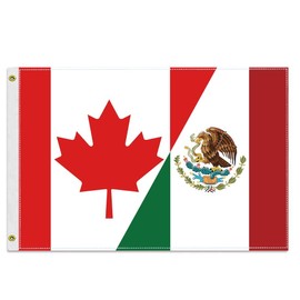 12×18 inch Canada Mexico Nautical Flag, 30×45 CM Small 100D Canadian Mexican Outdoor Banner,Tiny Doube Side Printing Decor For Patio Garden With Brass Gromment