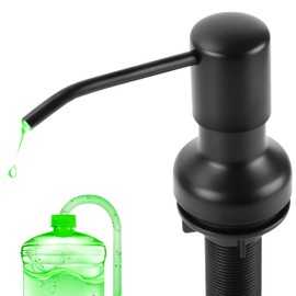 Soap Dispenser for Kitchen Sink, Sink Soap Dispenser with Longer Threaded Shaft Shank, 47" Extension Tube Connects Directly to Dish Soap Container, Wider Pump Head Base （Black）