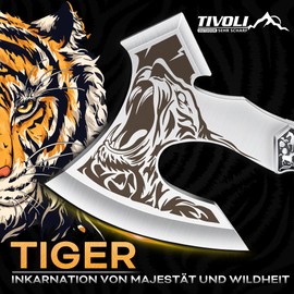 TIVOLI Tiger Splitting Axe High Quality Carbon Steel Full Tang Leisure Hatchet Hand Hatchet Camping Axe for Hunting Trekking Garden
