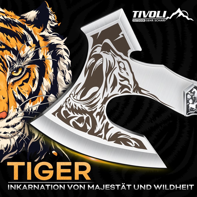 TIVOLI Tiger Splitting Axe High Quality Carbon Steel Full Tang