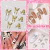 70PCS Silver Nail Charms,Y2K Nail Art Rhinestone Charms 3D Heart