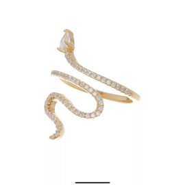 ADORNIA -SIZE: 7 - 14K Gold Plated Winding Snake Ring W/ Detailed Crystals -NEW!