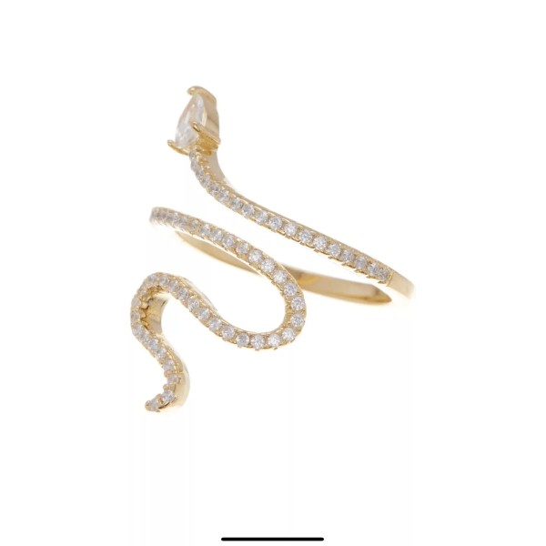 ADORNIA -SIZE: 7 - 14K Gold Plated Winding Snake Ring