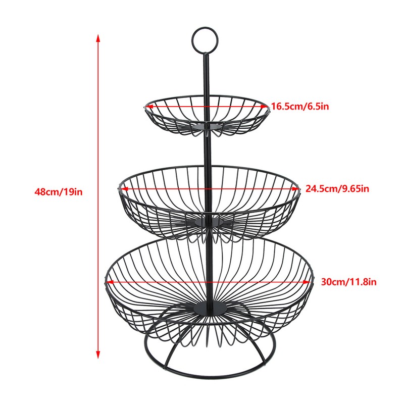 Household Living Room Modern 3-Tier Fruit Dish Plate Storage Basket