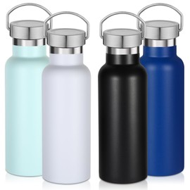 Leraverppy 17oz Stainless Steel Water Bottle,Leak-Proof Sweat-Proof Travel Flask,Double Wall Vacuum Thermos,Portable Insulated Cup,Reuseble Metal Bottle for School Sports Hikers Kids,Mix(4Packs)