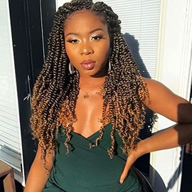 8 Packs Passion Twist Hair 14 Inch Pre-twisted Passion Twist Crochet Hair Pre-looped Crochet Braids for Black Women Passion Twists Braiding Hair Synthetic Hair Extensions (12Strands/Pack; T1B/30#)