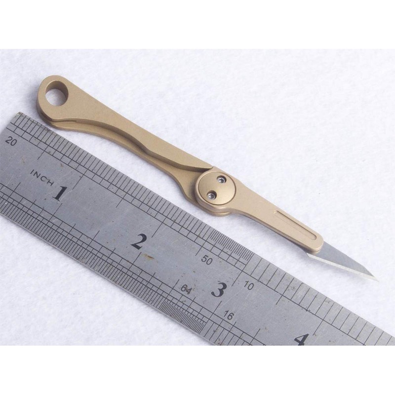 ILEAF Brass Daily Mini Pocket Folding Utility Knife with 10