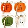 PETKNOWS 4 PCS Fall Pumpkin Wooden Signs, 3D Pumpkin Tabletop