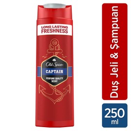 Old Spice Captain 3-in-1 Shower Gel for Hair, Face and Body 250 ml, Long Lasting Freshness, Fragrance Quality, Deep Cleansing