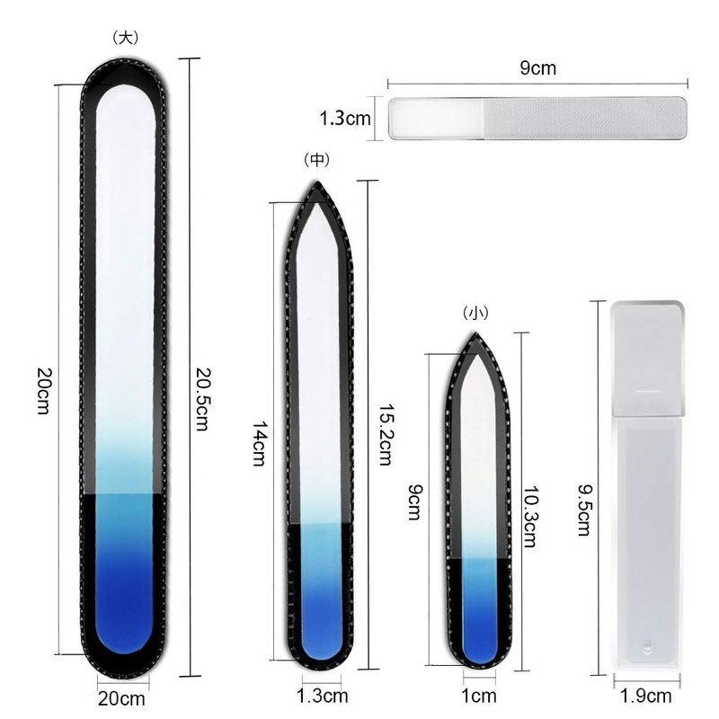 爪やすり ガラス 爪磨き ネイルファイル ガラス製 ネイルシャイナー ジェルネイルファイル 男女兼用 ネイルケア4点セット 専用ケース付