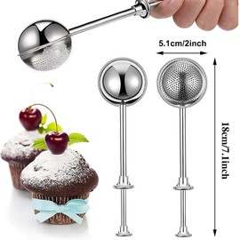 1 x Silver Stainless Steel Flour Sieve Powdered Sugar Shaker Flour and Icing Sugar Sieve Hand Sieve Cocoa Powder Shaker Duster Flour Dispenser Shaker with Spring Handle One-Hand Sieve Kitchen Sieve
