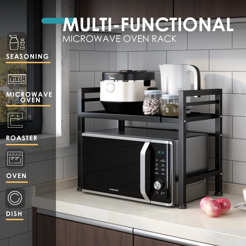 DOLALIKE Microwave Oven Rack, Expandable Microwave Stand Countertop Kitchen Utensils