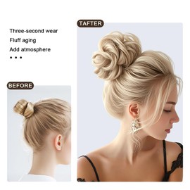 QKEPCY Haar Extensions Dutt Haarteil Mit Gummiband Haarverlängerung Mädchen Haarteile Für Dünnes Haar Synthetisches Haarteil Haarreifen Zopf Geflochten Haarextension Geeignet(E)