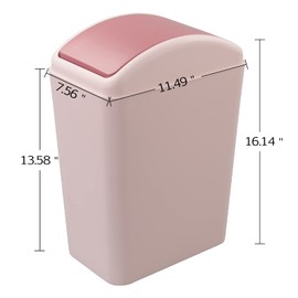 Kekow Bote de basura de plástico pequeño de 4.5 galones, bote de basura con tapa abatible, rosa
