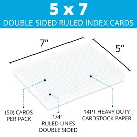 Home Advantage Double Sided Ruled White Index Cards, File Lined Note Cards (5-x-7)
