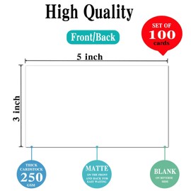 100 Pack White Blank Cardstock 3x5-80lb Heavy Duty Card Stock for Printer Postcards, Photo Paper, Syllable Boards - Make Thank You, DIY Card Making, Greeting, Notes, Index Cards, Draw, Write