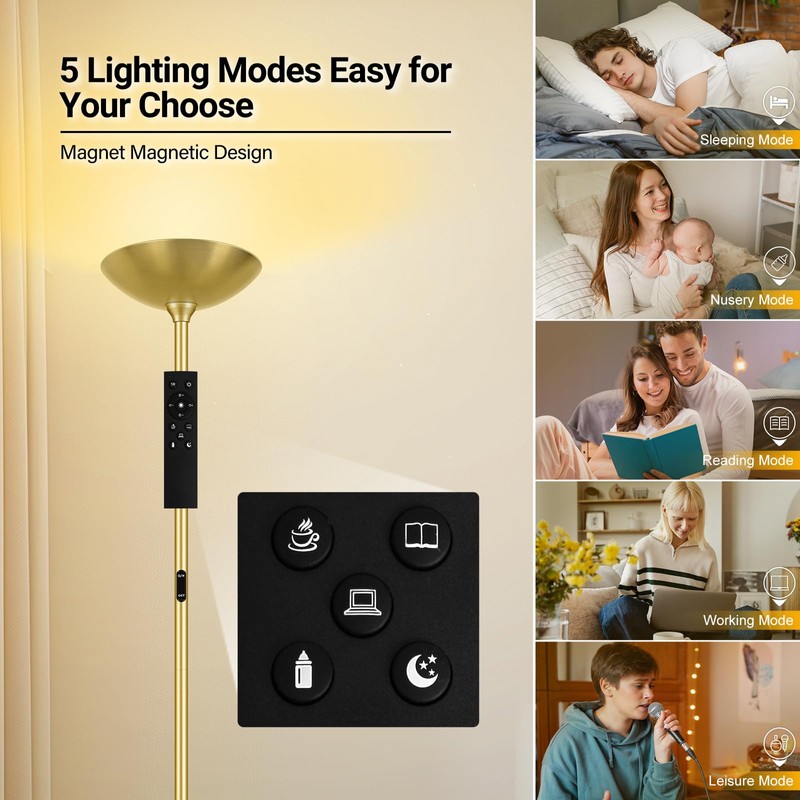BoostArea Dimmable Floor Lamp,30W 3000LM Super Bright LED Torchiere Standing