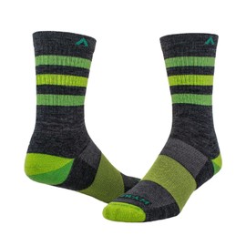 Wigwam Super Stripe Mid-Crew - Unisex Socks - Stretch Nylon-blend Construction - Breathable Mesh Instep Charcoal MD (US Men's Shoe 5-9.5, Women's Shoe 6-10) One Size