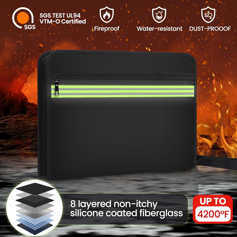 Fireproof Document Organiser - 24 Pockets Expanding File Folder with