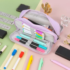 Large Capacity Pencil Case for Girls, Pencil Case Large Capacity Pencil Pouch with 4 Compartments Multifunctional Pen Bag Stationery Bag Makeup Bag Pouch for Teenage Boys Girls