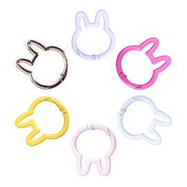 WTYONZEL 6Pcs Rabbit Shaped Keychain Clips,Multicolor Carabiner Keychain Clips Aluminum Ring Clips for Keychains, Water Bottle, Bags Fishing Hiking Traveling