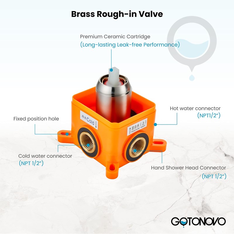 gotonovo 10 Inch Rain Shower Head System Polish Chrome Shower