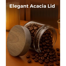 Osfel 10oz 6 Pack Overnight Oats Containers with Lids, Glass Mason Jars with Acacia Wood Airtight Lids, Wide Mouth Meal Prep Storage Jars for Yogurt, Chia Pudding, Salad, Parfait, Snacks, Spice