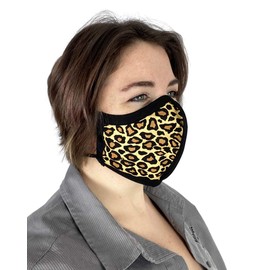 HARD EDGE DESIGN Made in USA Four Layer Cloth Face Mask - Ear Saver Behind The Head Elastic - Cheetah, Adult, Original Cut