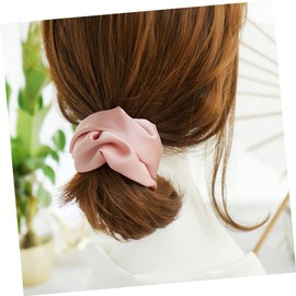 Vaguelly 2pcs Seamless Elastic Hair Ties Imitation Silk Hair Ropes for Ponytails Retro Green Warm Pink for Everyday Use