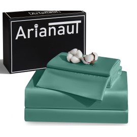 Arianaut King Size Sheets Set Green 1000 Thread Count Egyptian Cotton Sheets Luxury Green Sheets 4PC Hotel Quality Deep Pocket King Sheet Set Soft Silky Cooling King Sheets