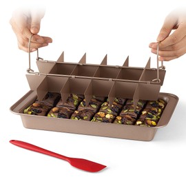 Ailelan Brownie Pan with Dividers - Non-Stick Backing, Lasagna Pan, Brownie Trays,18 Pre-slice All Edges, Muffin and Cupcake for Baking -12 X 8 X 2 Inches