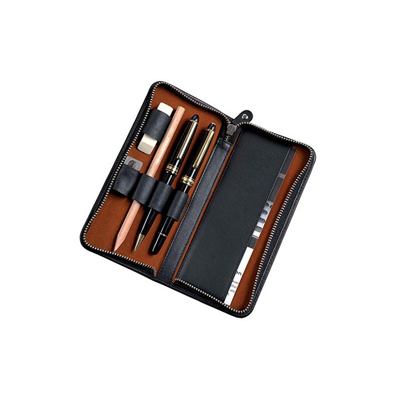 Alassio Writing Instrument Case Real Leather Black 2638