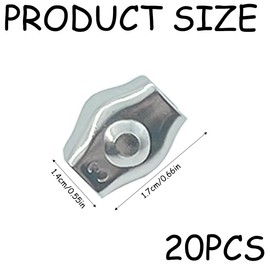 20pcs Wire Rope Single Clip with A Clear Plastic Box Stainless Steel Single Bolt Cable Clamp M3 Simplex Single Bolt Wire for Guy Line Awning Fastening Clothesline Rigging Hardware