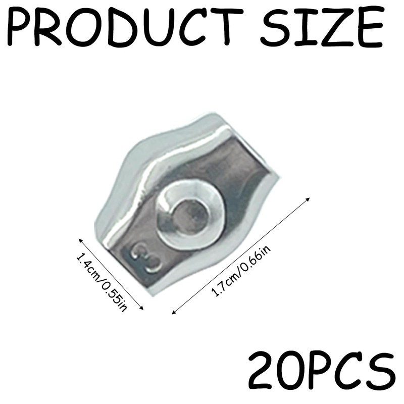 20pcs Wire Rope Single Clip with A Clear Plastic Box