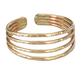Anillo de dedo del pie | Anillo ajustable de cuatro hebras con relleno de oro de 14 quilates | Ropa para tus dedos | Fabricado en Estados Unidos | Talla única, Metal