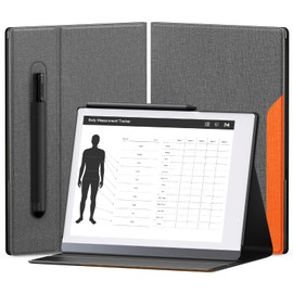 OLAIKE Book Folio Case for Remarkable 2 Paper Tablet 10.3 Inch 2020 Release, Smart Cover Made of Premium Fabric with Pen Pocket, Sturdy Folding Stand Design (Not for Remarkable 1), Grey and Orange