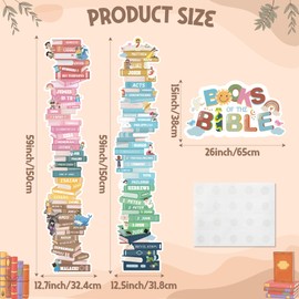 Yopyame Boho Books of the Bible Posters - 16PCS Educational Bible Door Borders Books of the Bible Door Cover for Scripture Church Bible Religious Christian Learning Posters for Classroom Sunday School
